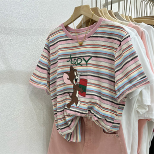 体恤 印花减龄上衣宽松洋纹打底衫 速发条气T恤202夏季 韩版
