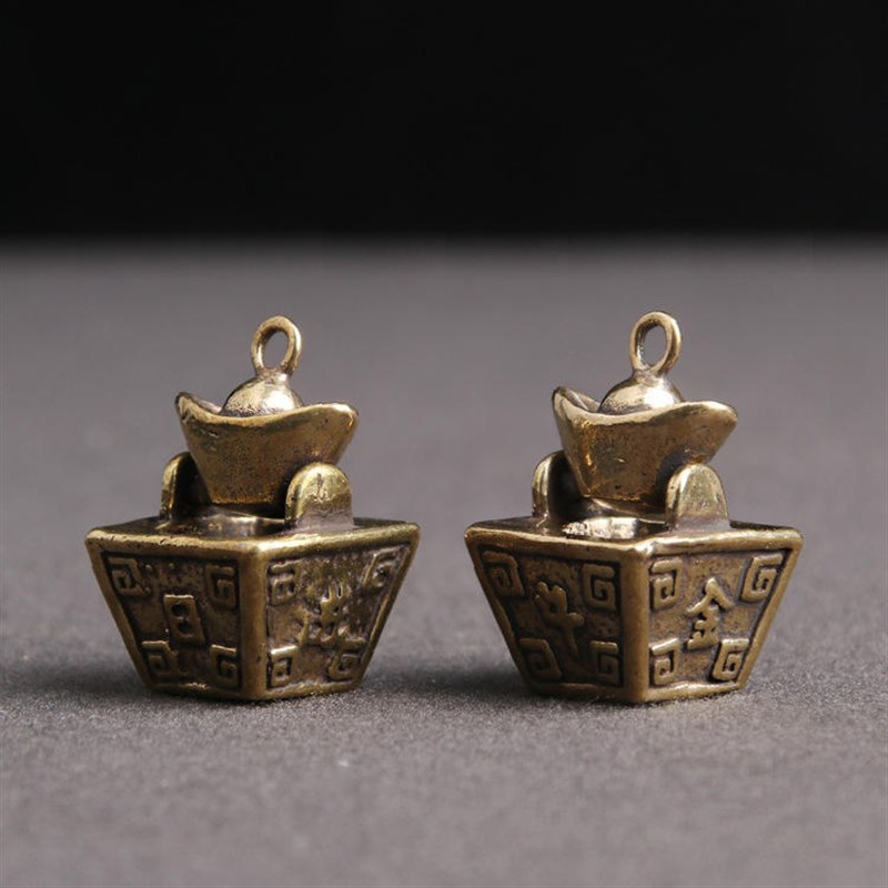 速发手工纯铜件进斗挂元宝摆日扣挂件黄铜复古创意吊坠金饰品