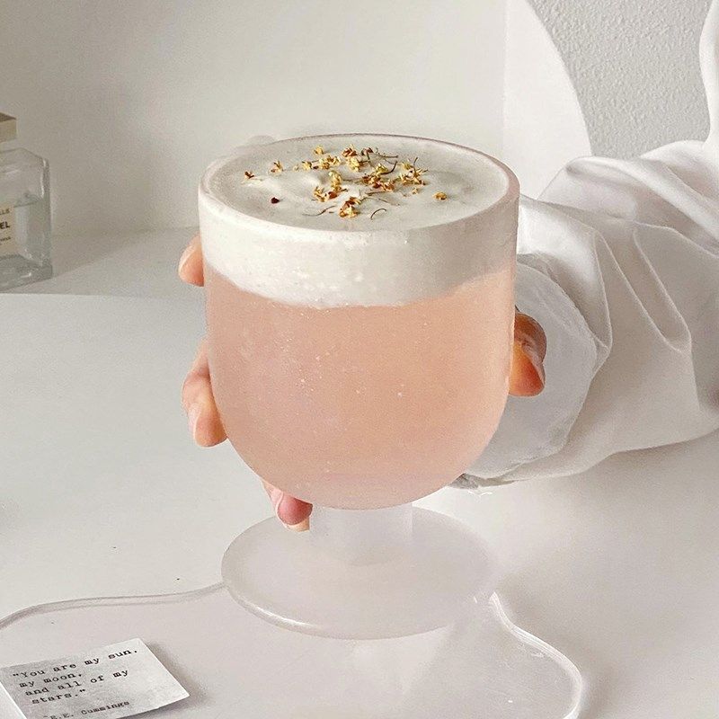 速发做果旧砂高脚杯家用高颜值生玻璃星空杯喝水磨汁饮品鸡尾酒杯