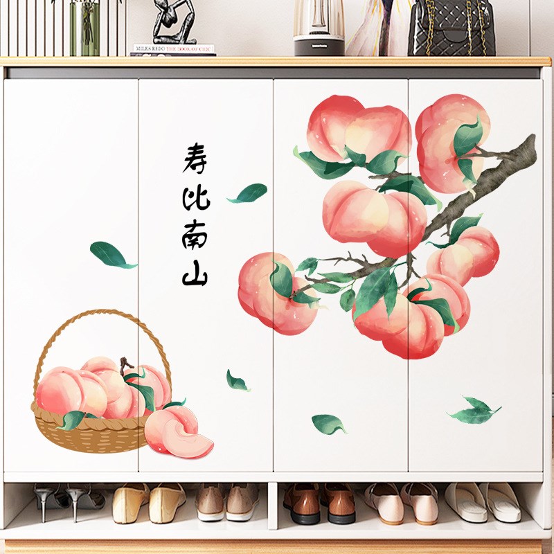 速发寿桃贴纸水果墙贴画客厅餐厅玄关卧室房间床头电视背景墙装饰图片