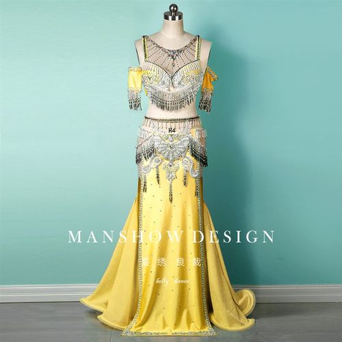 速发蔓绣肚皮舞服装 2021新款出装 性感裹胸保守流苏长裙演套服