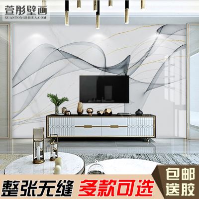 现货速发电视背景墙壁纸壁画简约黑白抽象客厅8d轻奢大理石纹影视