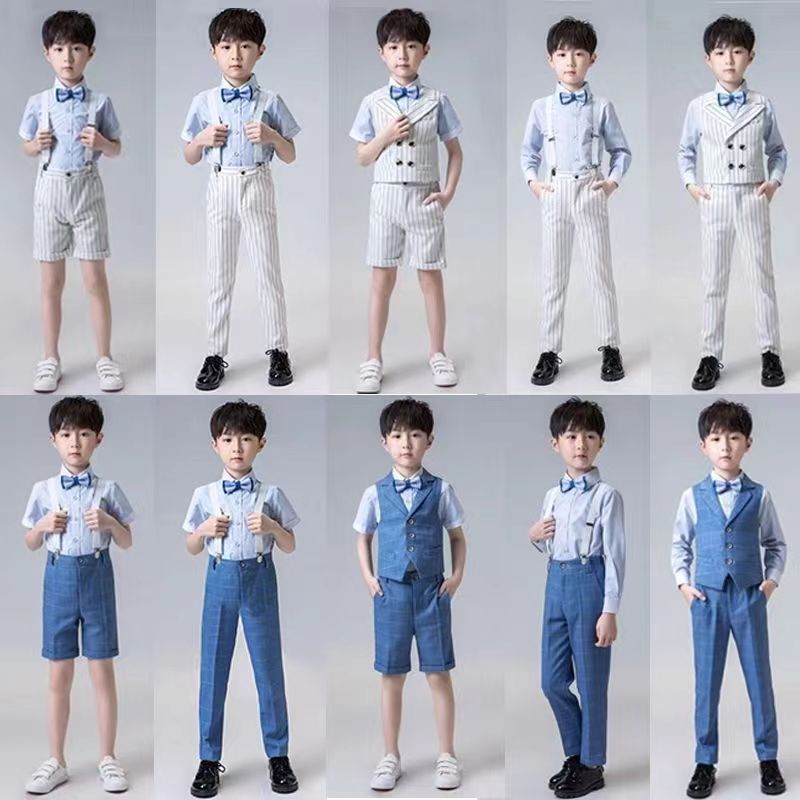 速发六一男童主持人小礼服钢琴演奏服装套装男孩演讲比赛演出服夏