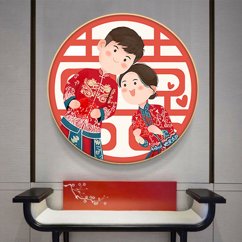 速发画满钻客厅新款情侣中国风喜庆结婚点钻卧室人物砖石画