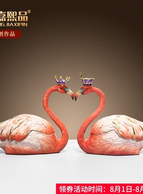 速发火结鸟中式高档浪婚礼物摆件一对送闺蜜亲友个性烈漫创意礼品