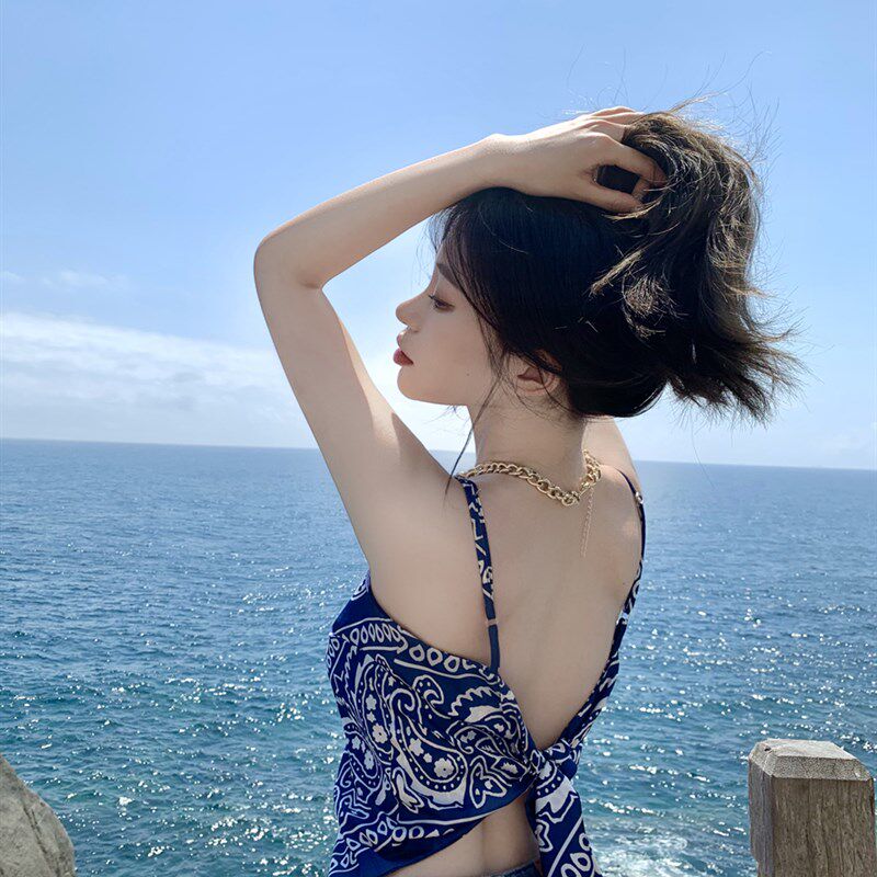 速发美内肚兜式系带吊带背心夏季式搭外穿辣妹海边度假穿搭泰背上