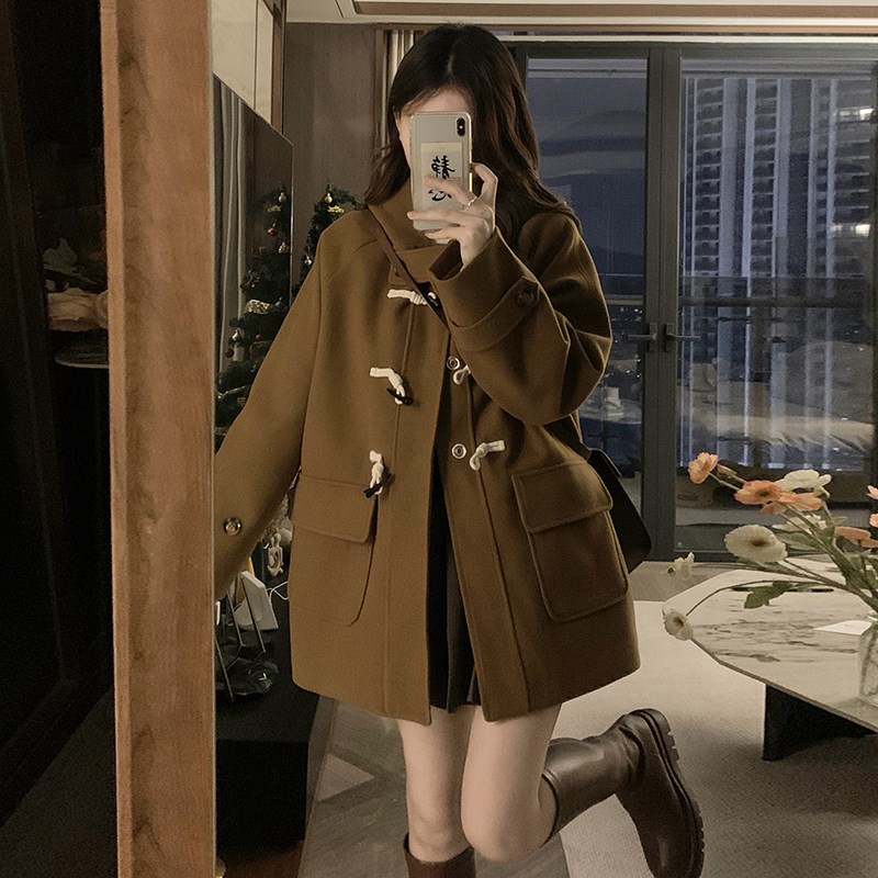 速发jk大服牛角扣制衣学生秋冬季学长风加厚中院款夹棉毛呢外套