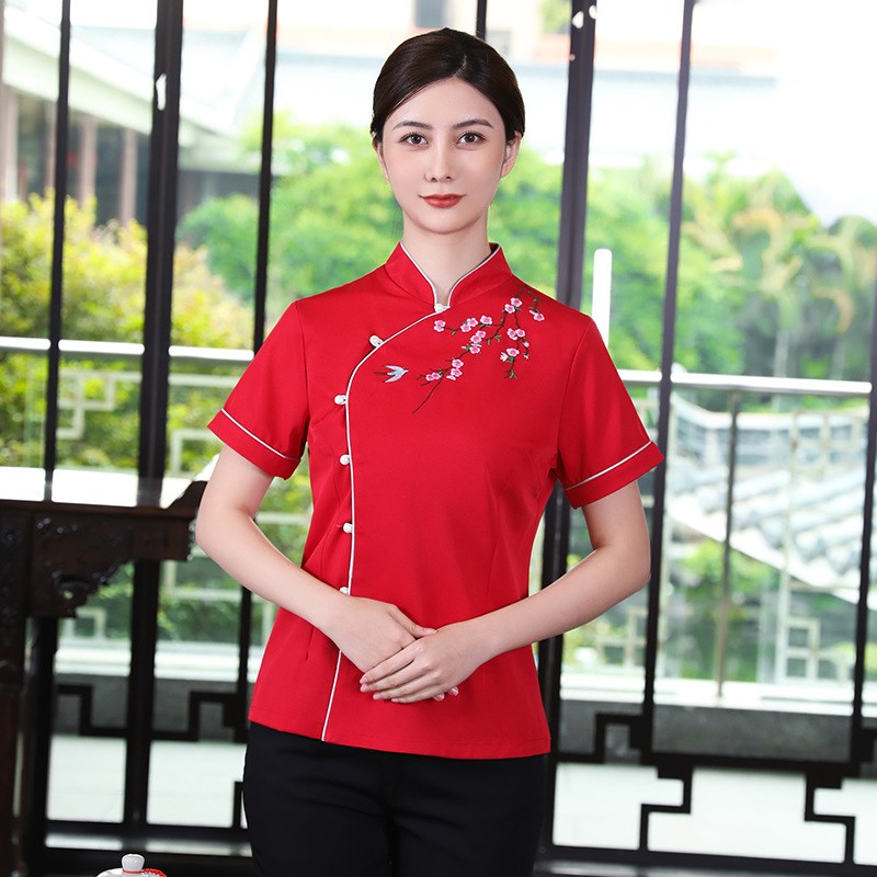 速发餐饮茶楼火锅饭店服务员工作服中式餐厅酒店夏装男工装制服