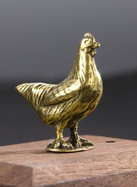 速发公鸡摆件黄铜仿古母鸡动物家玄居关办铜室桌面迷你生肖鸡工艺