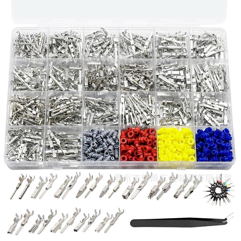 跨境1050PCS汽车连接器配件插针公母插头压接接线端子1-3.5mm