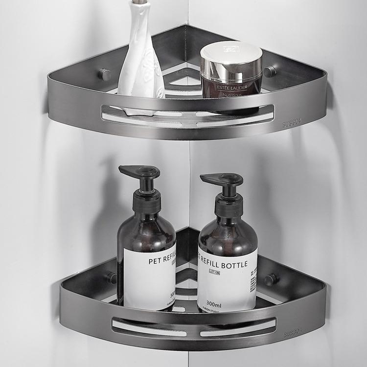 枪灰色三角蓝简易浴室卫生间置物架304不锈钢壁挂式洗手间收纳架