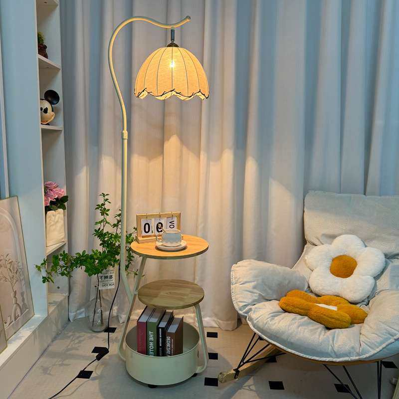 奶油风置物架一体客厅落地灯沙发旁边几摆件氛围灯卧室床头柜台灯,纺织面料/辅料/配套,纺织机械配件,淘宝优惠券,粉丝福利购,淘宝优惠卷