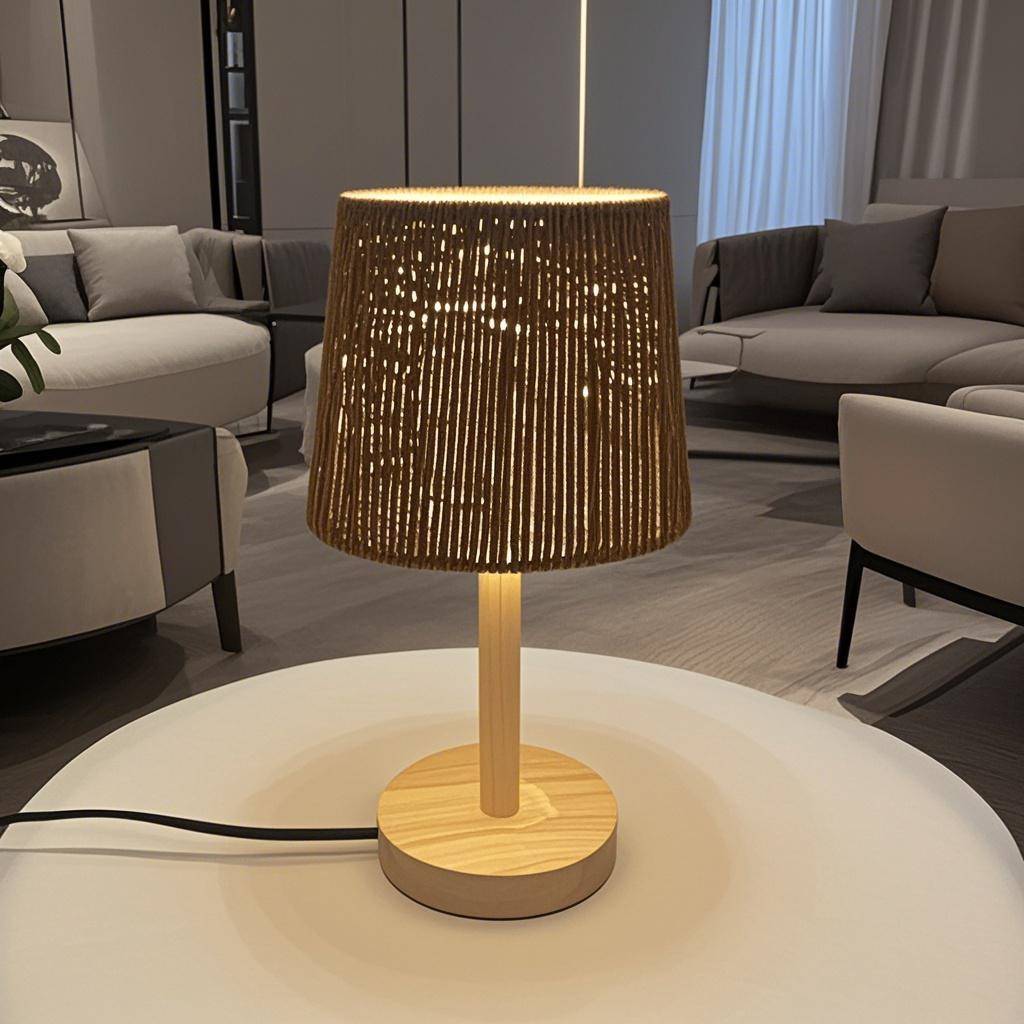 纸绳灯罩特色手工台灯卧室餐厅装饰灯具复古书桌台灯床头灯