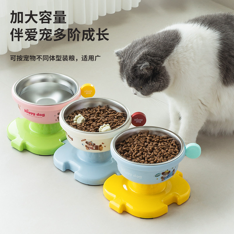 不锈钢猫碗架猫食盆大口径宠物高脚碗保护颈椎狗狗喝水碗粮碗
