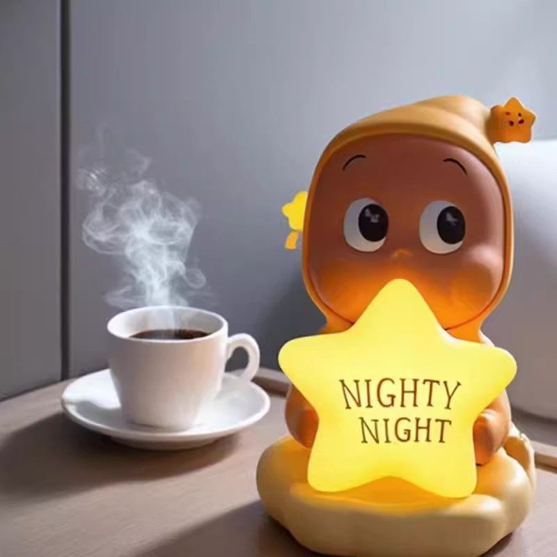 可爱触摸星星人拍拍灯小夜灯儿童房星星夜灯暖黄色卡通助眠睡眠灯
