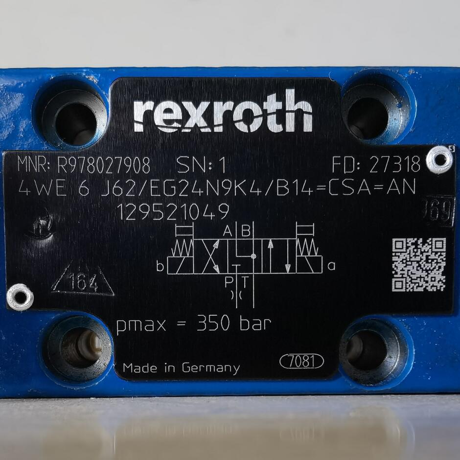 R978027908  4WE6J62/EG24N9K4B14=CSA=AN # Rexroth//力士乐