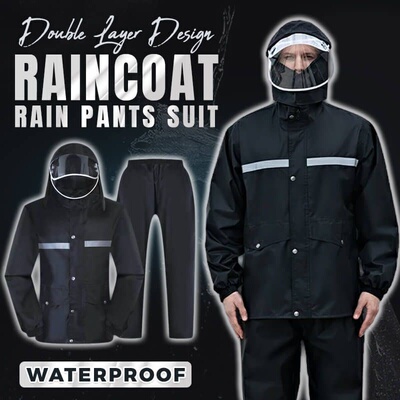 极速Double Layer Design Raincoat Rain Pants Suit Raincoat Co