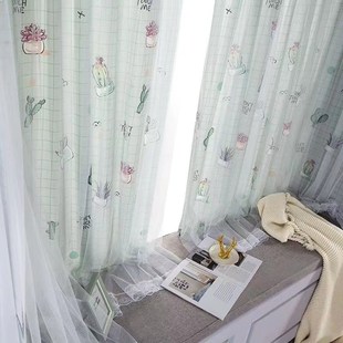 魔术贴窗帘布免打孔安装新款卧室粘贴式遮光简易自贴遮阳田园纱帘