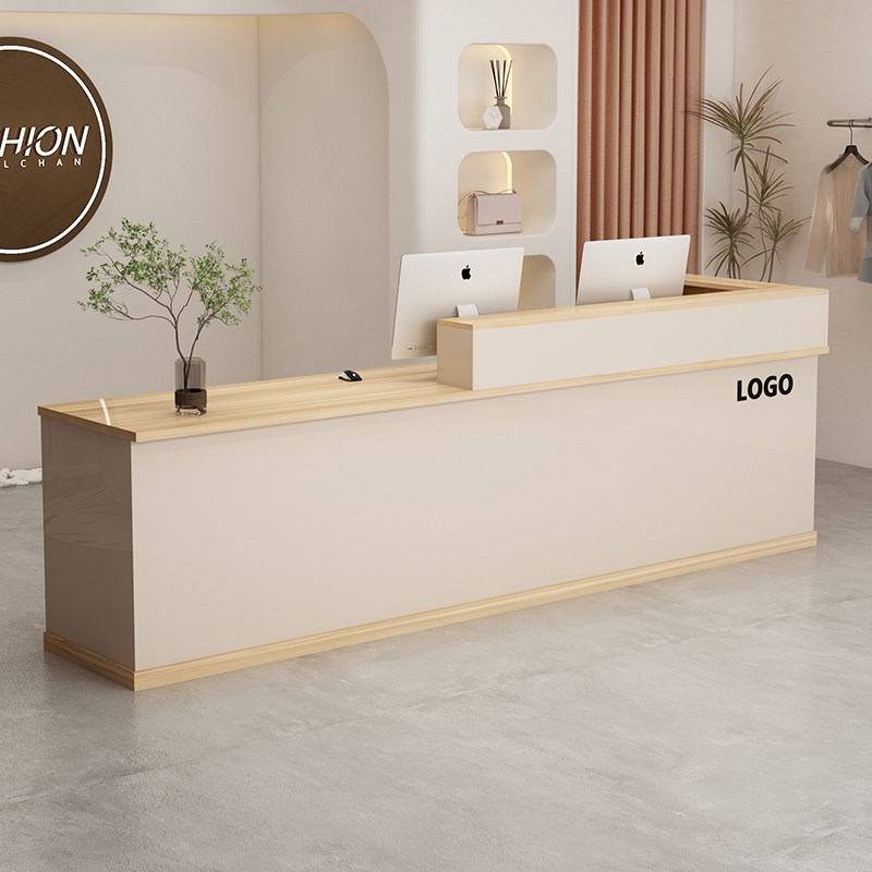 烤漆公司前台接待台美o容院轻奢高级感拐角咨询台中古风吧台收银