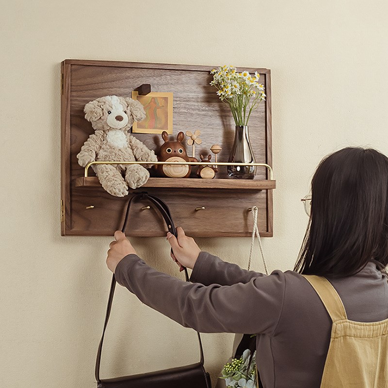 胡桃木电表箱盒多媒体箱遮挡装饰画竖款配电闸箱挂画开门式实木