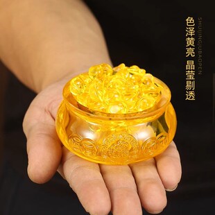 聚宝盆旺财运聚财摆件客厅艺品装饰开业招财礼物黄水晶聚宝盆摆件