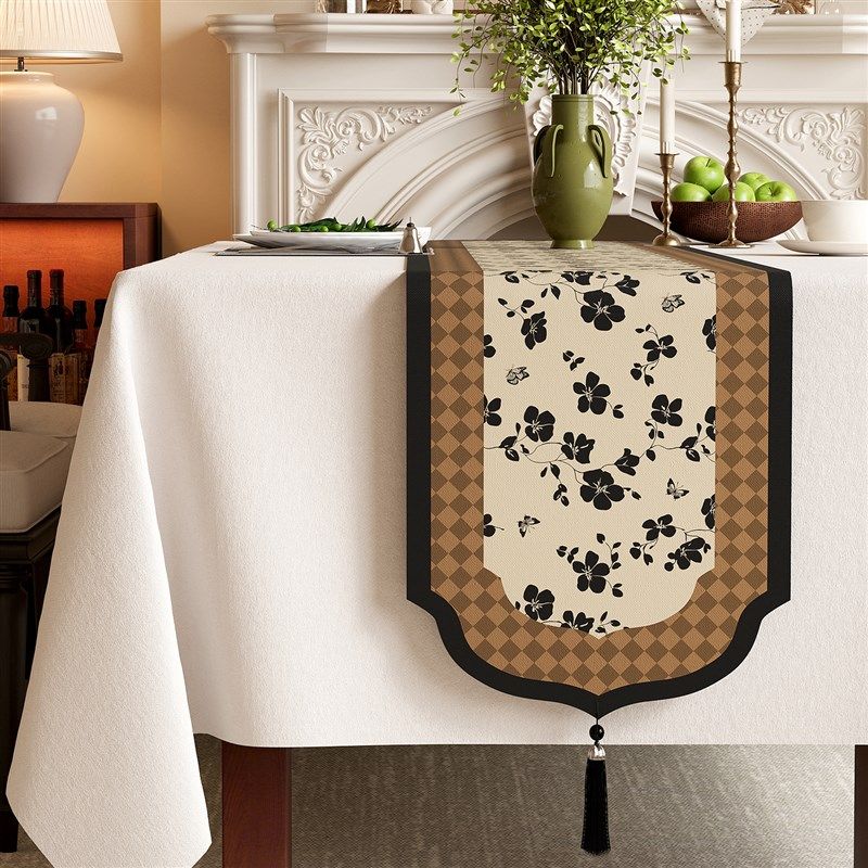 中古风桌旗轻奢高端餐桌旗布茶台茶旗桌布棉麻长条电视柜斗柜盖布,居家布艺,桌旗,淘宝优惠券,粉丝福利购,淘宝优惠卷