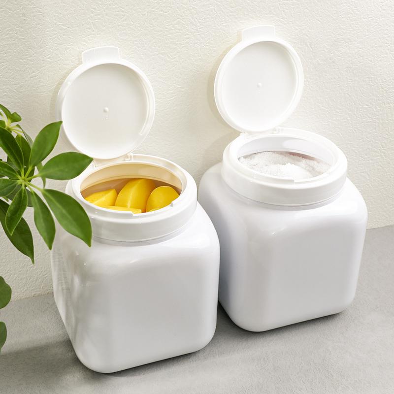 日本进口monotone大白罐收纳盒大容量粉末盒2.5L翻盖盒白色杂物盒