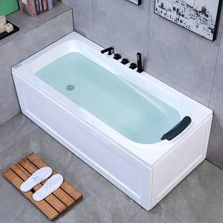 网红亚克力普通浴缸单人方形独立式双群边浴缸加厚加深浴缸浴缸(