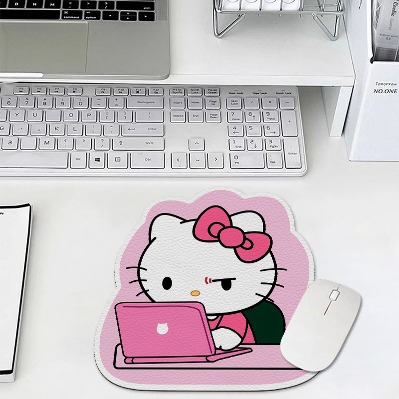Hello Kitty皮革鼠标垫小号女生可爱办公电脑桌垫防水耐脏滑鼠垫