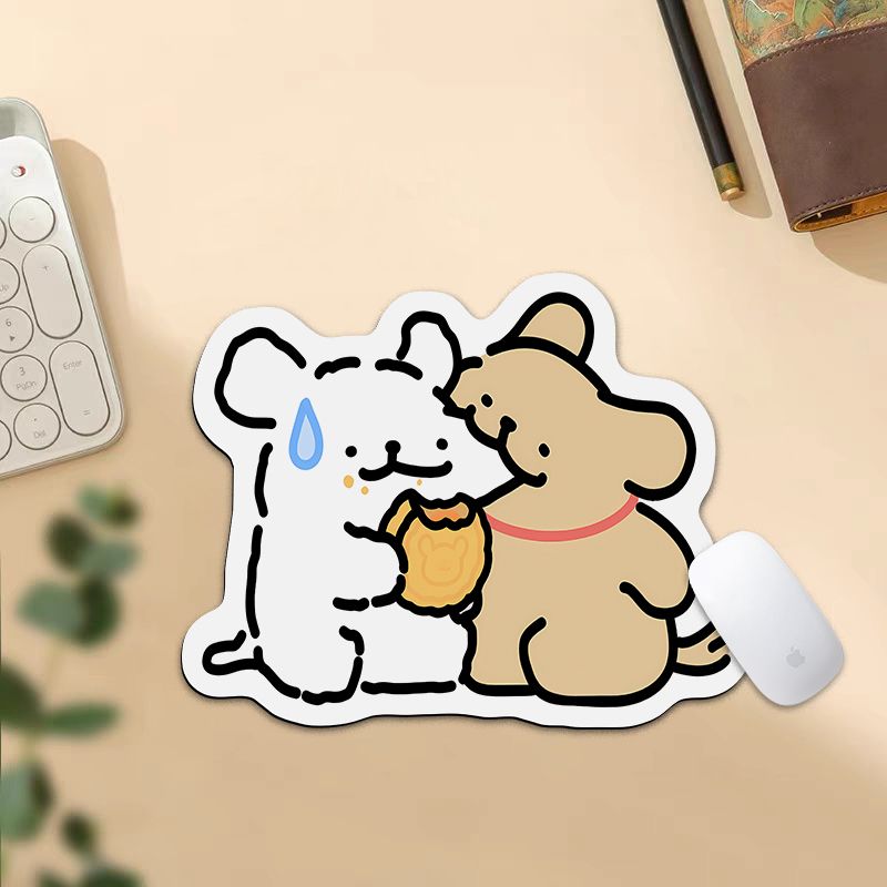 卡通线条小狗异形鼠标垫女生护腕垫电脑键盘办公书桌垫耐脏防水垫