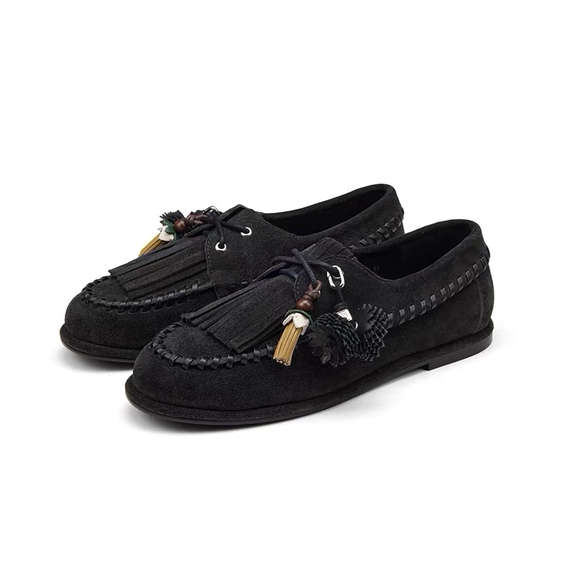 复古英伦风平底鞋一脚蹬单鞋