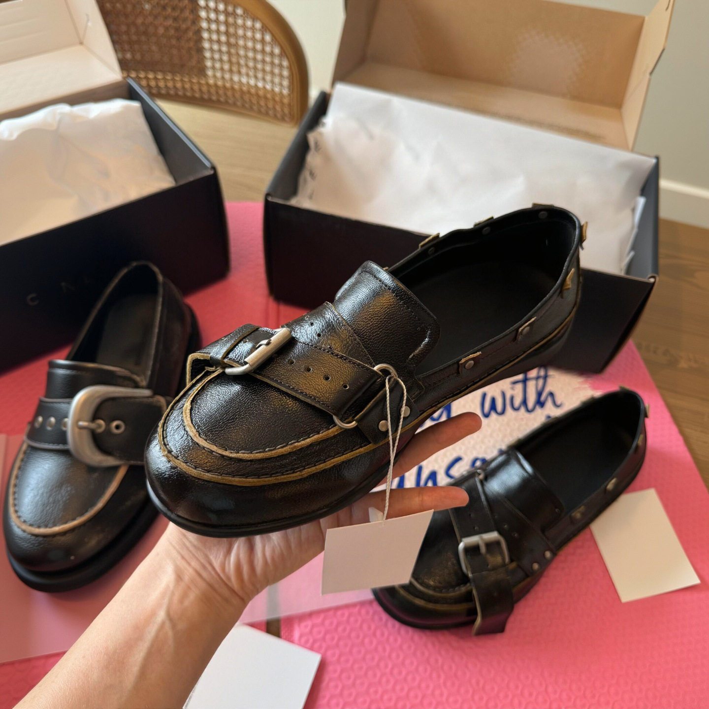 2026这些新款真皮皮带扣乐福鞋女平底百搭一脚蹬深口单鞋黑色复古,女鞋,深口单鞋,淘宝优惠券,粉丝福利购,淘宝优惠卷