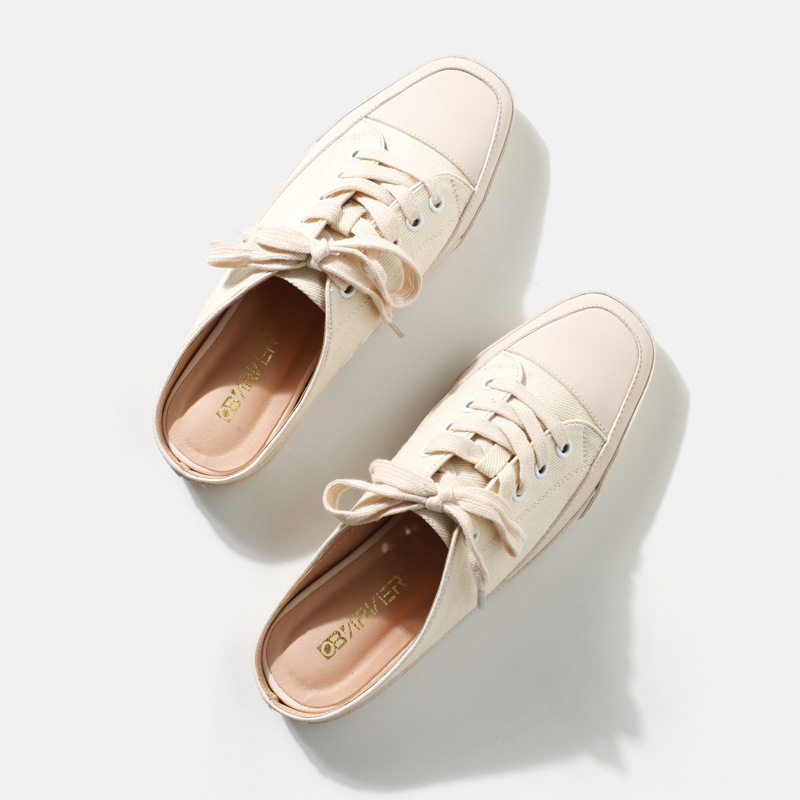 无后跟包头半外穿拖鞋女大码女41-43休闲一脚蹬懒人鞋帆布拖鞋女,女鞋,包头拖,淘宝优惠券,粉丝福利购,淘宝优惠卷