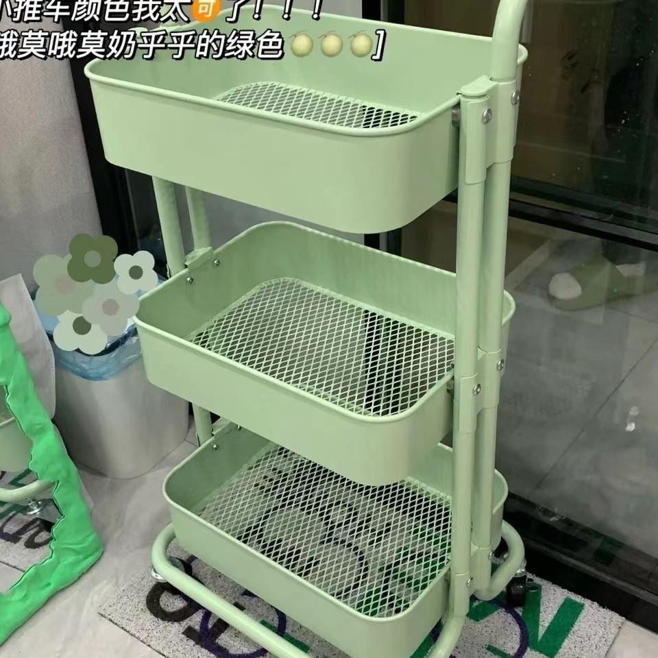 拉斯克大推车厨房置物架蔬菜篮收纳架旋转储物架落地手推车金属层