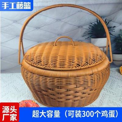 M88巨无霸野餐篮手工编织送餐篮超大容量拜拜篮手提菜篮采摘篮子
