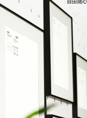 黑色相框挂墙A4证书A执照框架4K8k50x7060x90窄画框装裱海报框