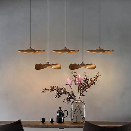 空叶设计师客厅灯茶室吊灯餐厅灯复古新中式日式侘寂风实木楼梯