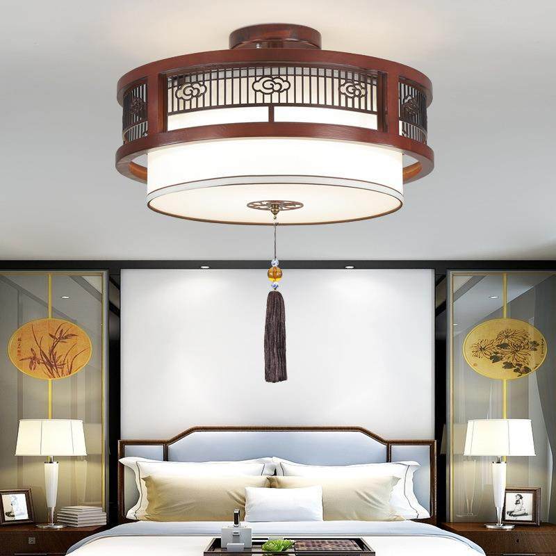 中式实木餐厅茶楼吊灯玄关走廊过道阳台灯新中式宴会包间卧室灯具