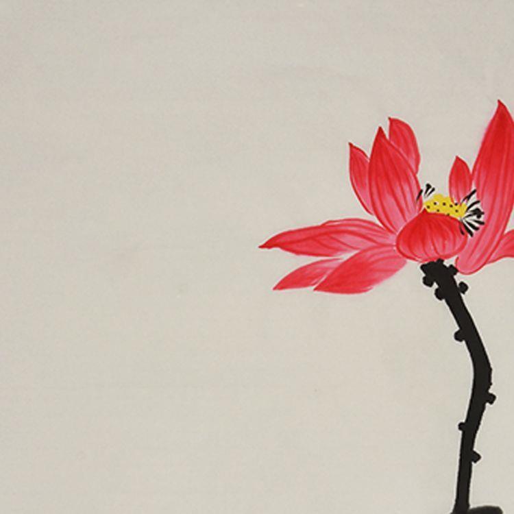 纯手绘装饰画国画水墨画荷花画书房画壁画山水画中式客厅玄关宣纸图片