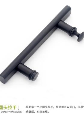 9U黑色方管不锈钢淋浴房拉手哑黑浴室钢化玻璃方形门把手孔距145m