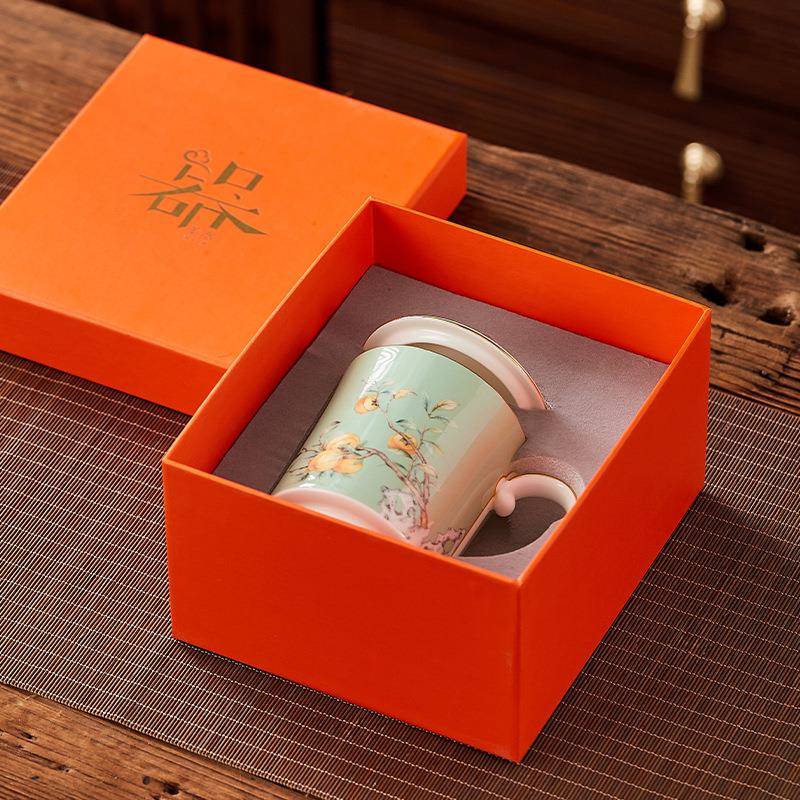 创意陶瓷过滤骨瓷马克杯茶水分离个人办公泡茶杯礼盒装可logo