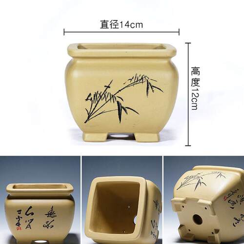 宜兴新款A款E款古典桌面地面紫砂陶瓷段泥兰花盆君子兰吊兰盆栽