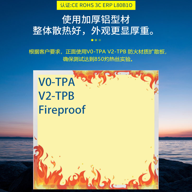 V0/V2/TPA/TPB防火LED面板灯