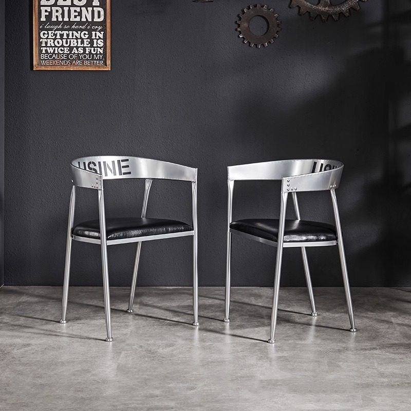 复古工业风铁艺实木餐椅休闲靠背椅子咖啡厅音乐酒吧餐厅桌椅组合