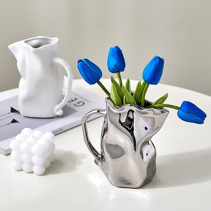 轻奢电镀褶皱陶瓷干花瓶批发摆件ins客厅插花餐桌面装饰品可蓄水,电子元器件市场,电线扎带/束线带,淘宝优惠券,粉丝福利购,淘宝优惠卷