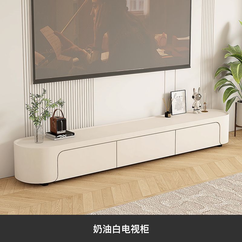 奶油风电视机柜客厅家用多功能伸缩现代简约小户型轻奢电视柜台
