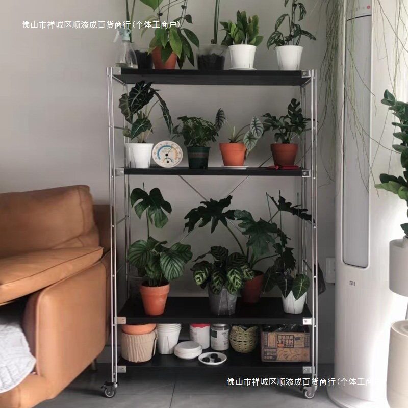简约阳台多层收纳架30花架日式烤箱厨房置物架书房深微波炉