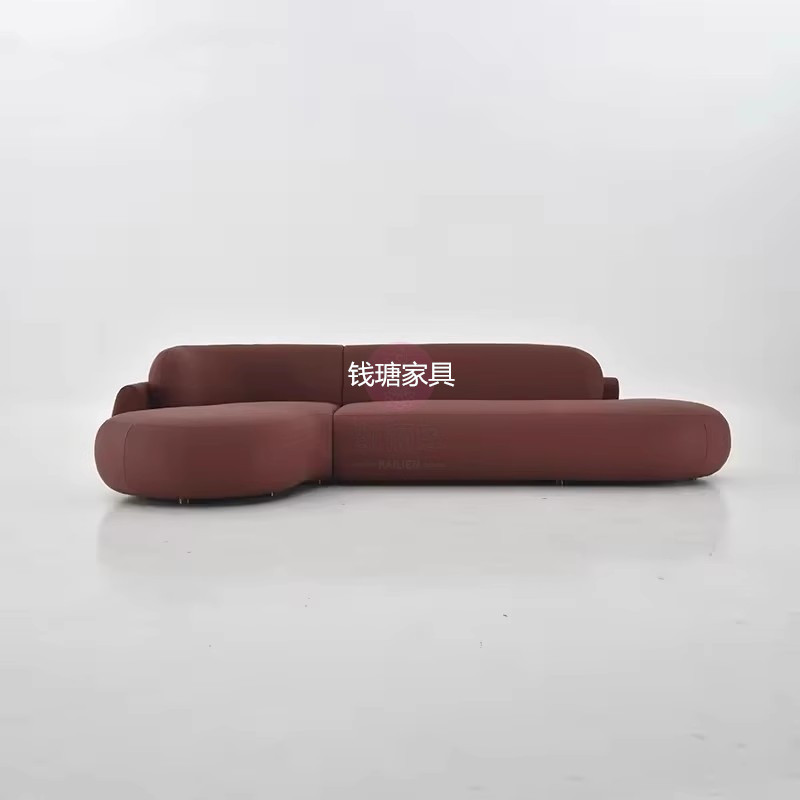 意式极简弧形科技布沙发