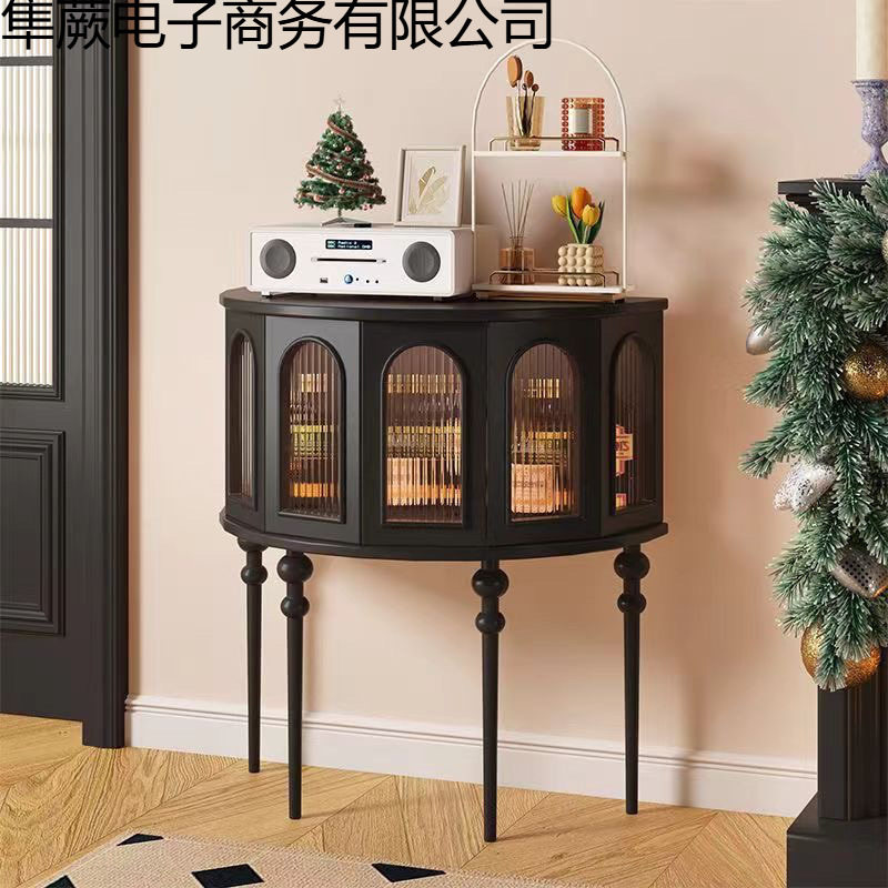 法式复古玄关黑色半圆装饰柜