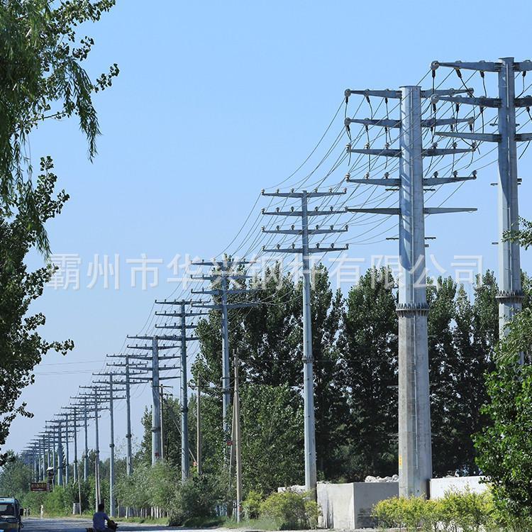 法兰连接钢管杆 10KV钢管塔 终端钢制电力塔 输电钢杆批发